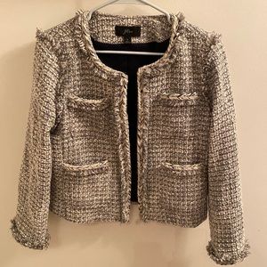 J Crew Black and White Tweed Boucle Lady Jacket. Size 8